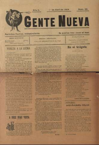 'Gente nueva : Semanario independiente, festivo, ilustrado, literario y de anuncios' - Año II Número 29 - 1904 abr 1