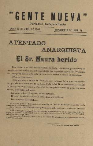'Gente nueva : Semanario independiente, festivo, ilustrado, literario y de anuncios' - Año II Número 31_suplemento - 1904 abr 12