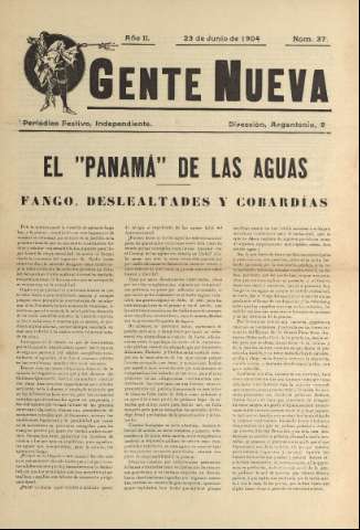 'Gente nueva : Semanario independiente, festivo, ilustrado, literario y de anuncios' - Año II Número 37 - 1904 jun 23