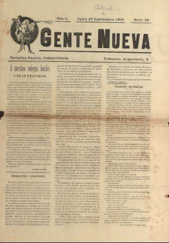 'Gente nueva : Semanario independiente, festivo, ilustrado, literario y de anuncios' - Año II Número 46 - 1904 sep 27