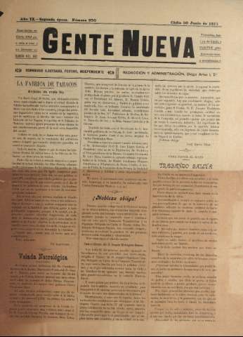 'Gente nueva : Semanario independiente, festivo, ilustrado, literario y de anuncios' - Año IX Número 372 - 1911 jul 22