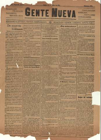 'Gente nueva : Semanario independiente, festivo, ilustrado, literario y de anuncios' - Año IX Número 373 - 1911 jul 31