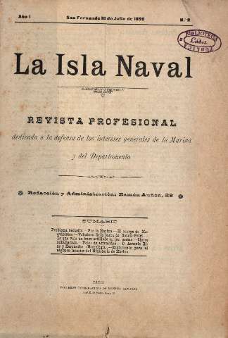 'La Isla Naval : revista profesional dedicada a los intereses de la Marina y del Departamento' - Año I Número 2 - 1898 julio 18