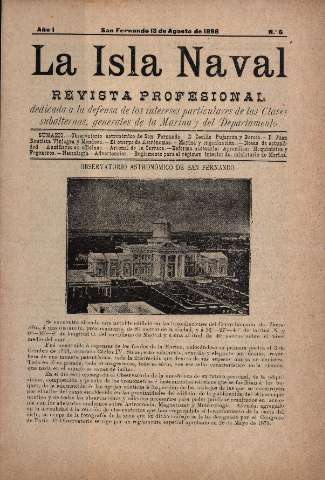 'La Isla Naval : revista profesional dedicada a los intereses de la Marina y del Departamento' - Año I Número 6 - 1898 agosto 13