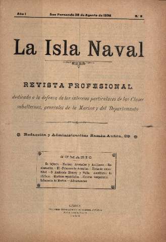 'La Isla Naval : revista profesional dedicada a los intereses de la Marina y del Departamento' - Año I Número 8 - 1898 agosto 30