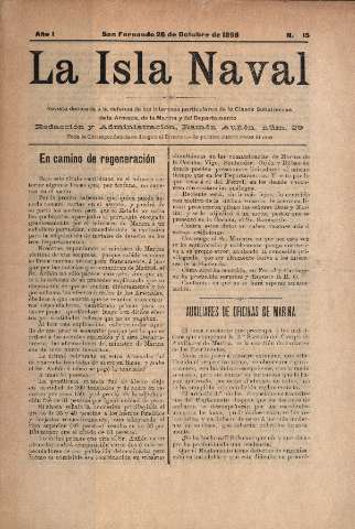 'La Isla Naval : revista profesional dedicada a los intereses de la Marina y del Departamento' - Año I Número 15 - 1898 octubre 26