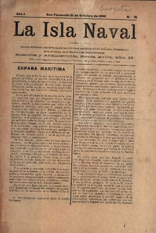 'La Isla Naval : revista profesional dedicada a los intereses de la Marina y del Departamento' - Año I Número 16 - 1898 octubre 31