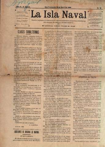 'La Isla Naval : revista profesional dedicada a los intereses de la Marina y del Departamento' - Año II Número 18 - 1899 abril 18