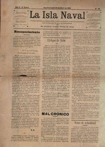 'La Isla Naval : revista profesional dedicada a los intereses de la Marina y del Departamento' - Año II Número 20 - 1899 abril 30