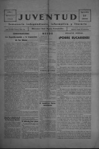 'Juventud semanario independiente, informativo y literario' - Año I Número 2 - 1930 septiembre 27