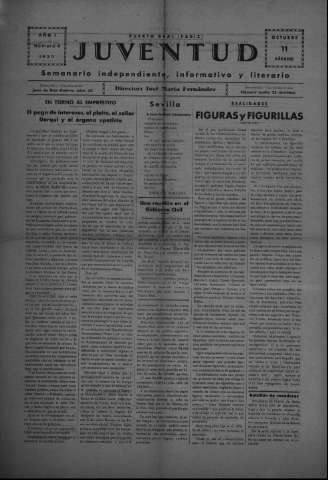 'Juventud semanario independiente, informativo y literario' - Año I Número 4 - 1930 octubre 11
