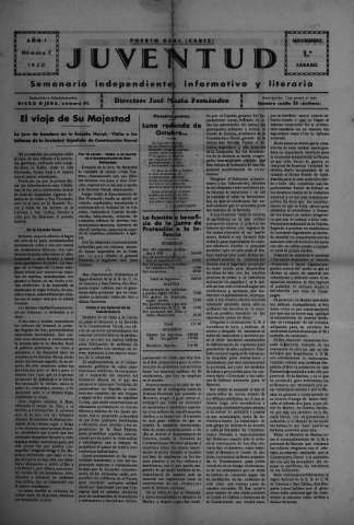 'Juventud semanario independiente, informativo y literario' - Año I Número 7 - 1930 noviembre 1