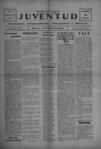 'Juventud semanario independiente, informativo y literario' - Año I Número 10 - 1930 noviembre 22