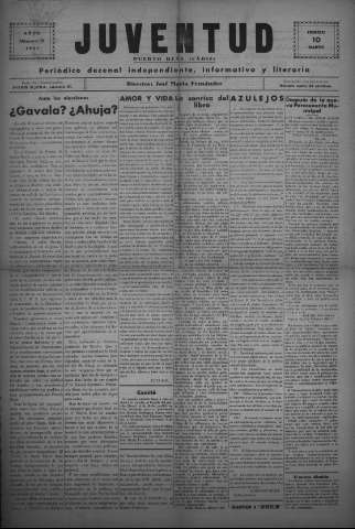 'Juventud semanario independiente, informativo y literario' - Año II Número 19 - 1931 febrero 10