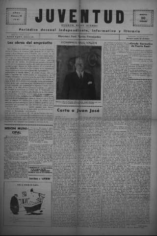 'Juventud semanario independiente, informativo y literario' - Año II Número 22 - 1931 marzo 20