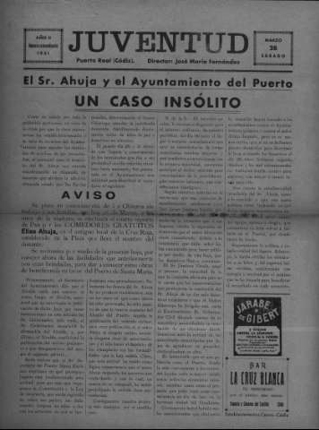 'Juventud semanario independiente, informativo y literario' - Año II Número extra - 1931 marzo 28