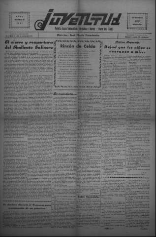 'Juventud semanario independiente, informativo y literario' - Año II Número 41 - 1931 septiembre 30