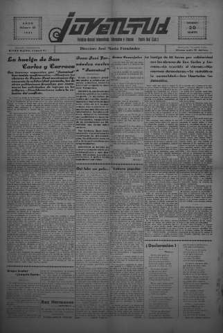 'Juventud semanario independiente, informativo y literario' - Año II Número 43 - 1931 octubre 20