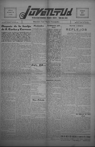 'Juventud semanario independiente, informativo y literario' - Año II Número 44 - 1931 octubre 31