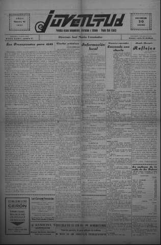 'Juventud semanario independiente, informativo y literario' - Año II Número 46 - 1931 noviembre 20