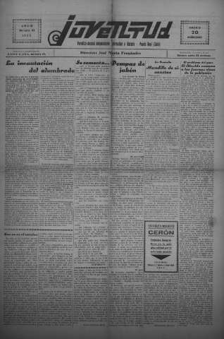 'Juventud semanario independiente, informativo y literario' - Año III Número 52 - 1932 enero 20