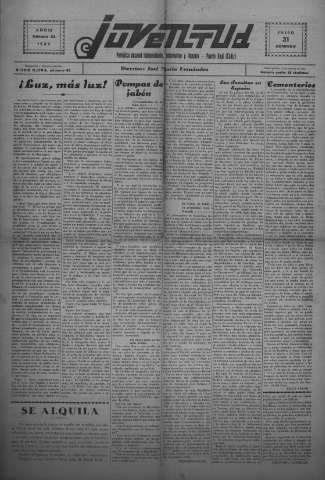 'Juventud semanario independiente, informativo y literario' - Año III Número 53 - 1932 enero 31