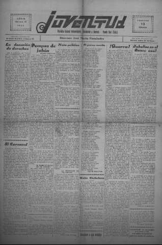 'Juventud semanario independiente, informativo y literario' - Año III Número 54 - 1932 febrero 13