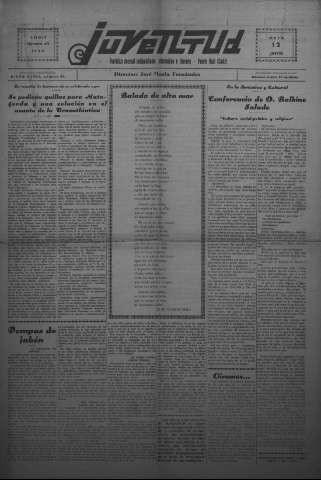 'Juventud semanario independiente, informativo y literario' - Año III Número 62 - 1932 mayo 12