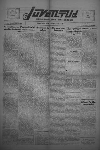 'Juventud semanario independiente, informativo y literario' - Año III Número 75 - 1932 octubre 17