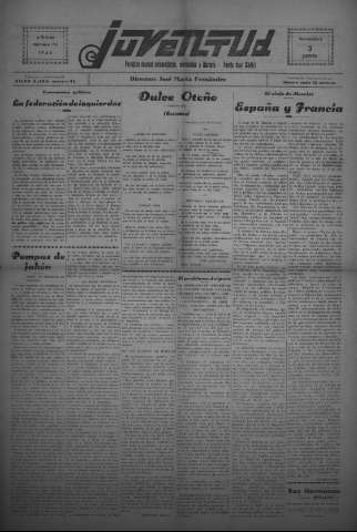 'Juventud semanario independiente, informativo y literario' - Año III Número 76 - 1932 noviembre 3