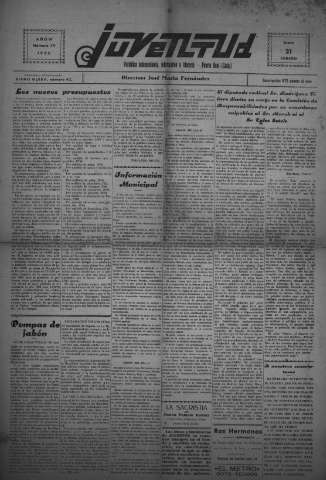 'Juventud semanario independiente, informativo y literario' - Año IV Número 79 - 1933 enero 21