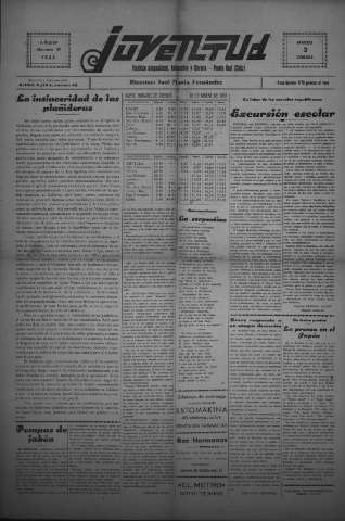 'Juventud semanario independiente, informativo y literario' - Año IV Número 81 - 1933 marzo 3