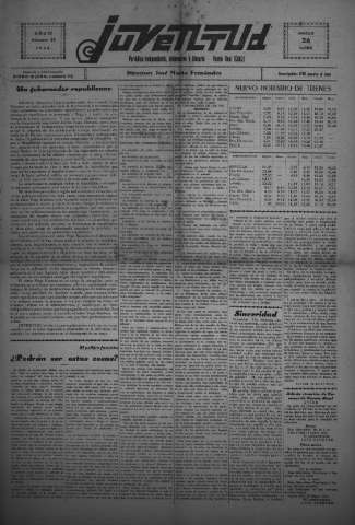 'Juventud semanario independiente, informativo y literario' - Año IV Número 82 - 1933 marzo 26