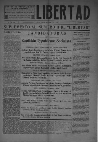 'Libertad periódico republicano' - Año II Número 11 supl - 1931 marzo 25