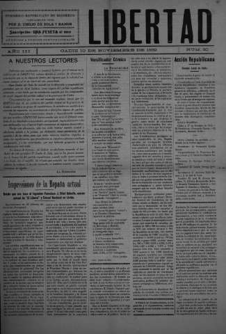 'Libertad periódico republicano' - Año III Número 80 - 1932 noviembre 10