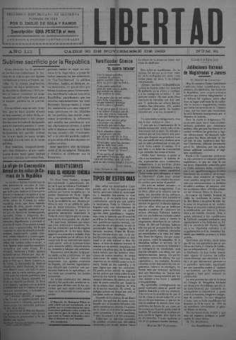 'Libertad periódico republicano' - Año III Número 81 - 1932 noviembre 30