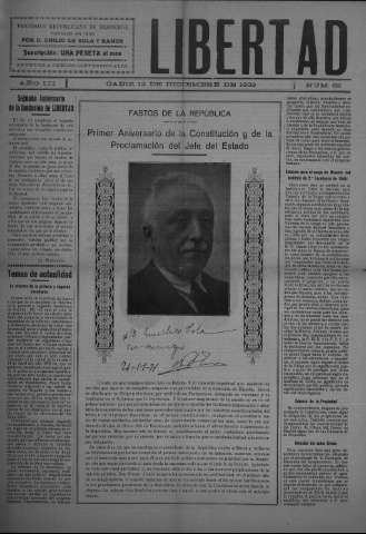 'Libertad periódico republicano' - Año III Número 82 - 1932 diciembre 12