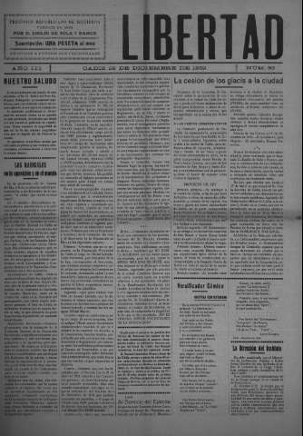 'Libertad periódico republicano' - Año III Número 83 - 1932 diciembre 26