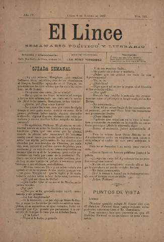 'El Lince : periódico político ilustrado' - Año IV Número 111 - 1897 agosto 8
