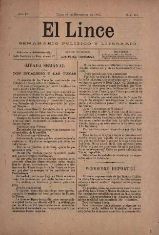 'El Lince : periódico político ilustrado' - Año IV Número 116 - 1897 septiembre 16