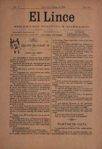 'El Lince : periódico político ilustrado' - Año V Número 130 - 1898 enero 18