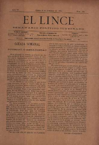 'El Lince : periódico político ilustrado' - Año VI Número 184 - 1899 octubre 9