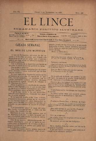 'El Lince : periódico político ilustrado' - Año VI Número 188 - 1899 noviembre 9