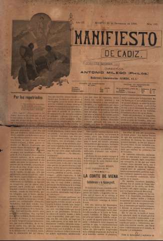 'Manifiesto de Cádiz : semanario ilustrado' - Año III Número 131 - 1898 septiembre 20