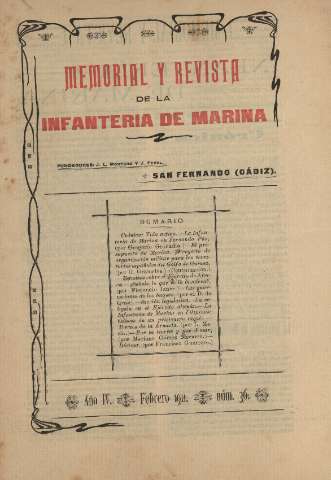 'Memorial y revista de la Infanteria de Marina' - Año IV Número 36 - 1911 febrero 1