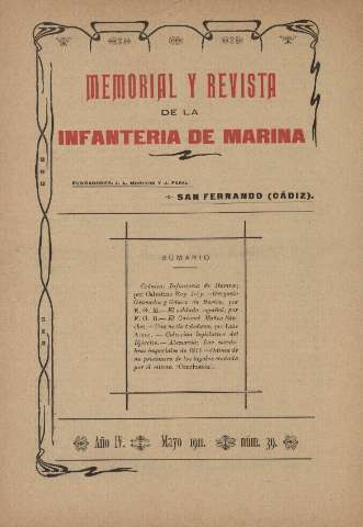'Memorial y revista de la Infanteria de Marina' - Año IV Número 39 - 1911 mayo 1