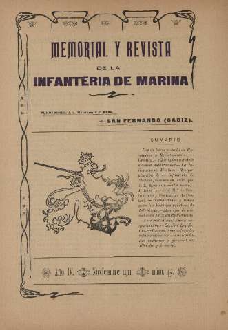 'Memorial y revista de la Infanteria de Marina' - Año IV Número 45 - 1911 noviembre 1