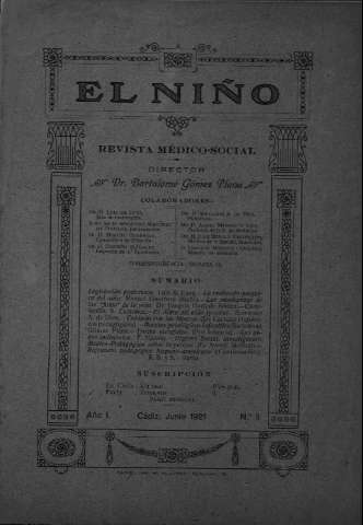 'El niño : Revista médico-social' - Año I Número 3 - 1921 junio 1
