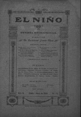 'El niño : Revista médico-social' - Año II Número 13 - 1922 abril 1