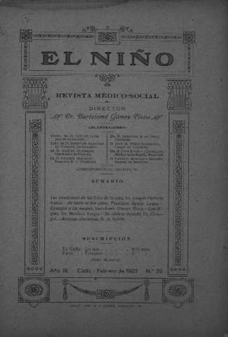 'El niño : Revista médico-social' - Año III Número 23 - 1923 febrero 1